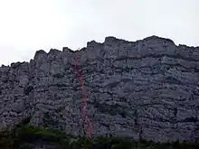 Layout of a climbing route in rock walls.