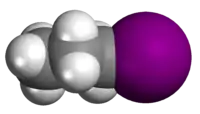 Spacefill model of n-propyl iodide