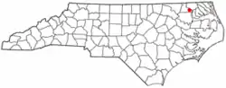 Location of Harrellsville, North Carolina