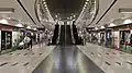 Symmetrical view of HarbourFront station platform