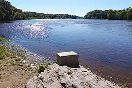 Looking southwest along the Delaware River, with Sussex County, New Jersey on the left and Pike County, Pennsylvania on the right