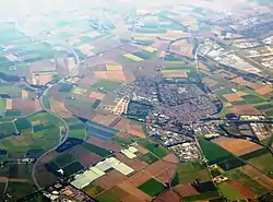 Aerial view over Moerdijk (Zevenbergen in centre)