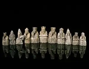 Image 27The 12th-century Lewis chessmen in the collection of the National Museum of Scotland (from History of chess)