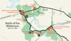 map of the national park for the Battle of the Wilderness