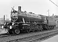 Locomotive NS 4310 (series 4300 "Austerities", ex-WD 70863) at the central workshop in Tilburg, with decorations due to the fact that this was the last steam locomotive to be overhauled in the workshop in Tilburg.