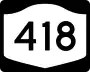 New York State Route 418 marker