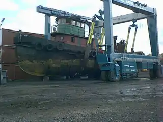 New York Central tugboat 13 on lift