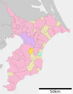 Location of Nagara in Chiba Prefecture