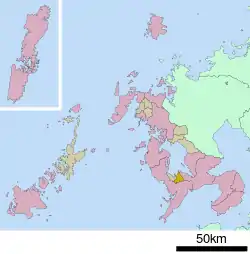 Location of Nagayo in Nagasaki Prefecture