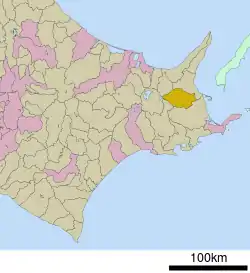 Location of Nakashibetsu in Hokkaido (Nemuro Subprefecture)