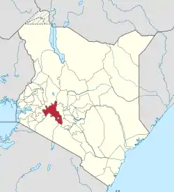 Location of Nakuru County in Kenya