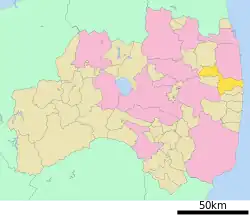 Location of Namie in Fukushima Prefecture