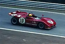 Nanni Galli training with 33/3 at the Nürburgring in 1971.