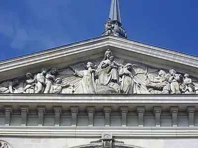 Notre-Dame protector of sailors (1858)Pediment of the Notre-Dame de Bon-Port à Nantes.