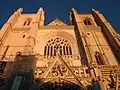 Façade of Nantes Cathedral (January 2008). The north tower is a different colour because of the restoration work in process.