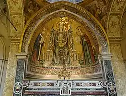 Mosaic of the Theotokos and Christ child, between St. and St. Restituta (Naples Cathedral - Chapel of St. Restituta).