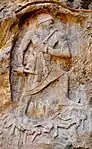 Rock relief image at Darband-i-Gawr originally thought to be of Naram-Sin but since in dispute.