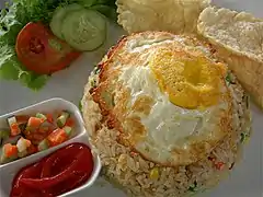 Nasi goreng with salted fish and egg