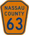 Example of a county route marker used by Nassau County for its county routes prior to the mid-1970s. No signs are currently displayed in the county.