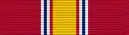 Width=44 scarlet ribbon with a central width-4 golden yellow stripe, flanked by pairs of width-1 scarlet, white, Old Glory blue, and white stripes