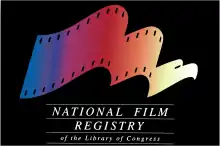 Four-color National Film Registry logo on black background