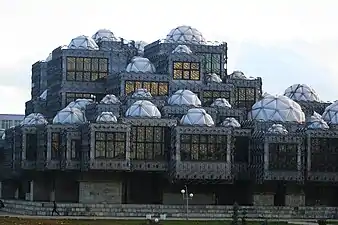 The domes of Andrija Mutnjaković's National Library of Kosovo (1982) in Pristina nod to Kosovo's Islamic heritage