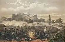 The American assault on the Chapultepec Castle, 1847 by Nebel and Bayot