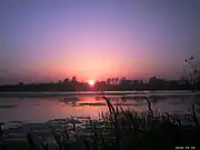 Sunset on Lake Nebunu in Periprava