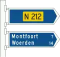 K6: Non-motorway information panels showing intermediary destinations and non-motorway road numbers