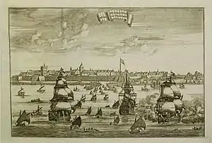 Dutch engraving showing Nagapatnam c. 1680