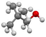 Ball-and-stick model of the neopentyl alcohol molecule