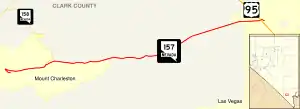 Nevada State Route 157 moves southwest from US 95 to the Spring Mountains near Mount Charleston.