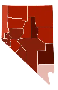 Image 33Map of counties in Nevada by racial plurality, per the 2020 census
Legend

 

Non-Hispanic White  30–40%  50–60%  60–70%  70–80%  80–90% 

 (from Nevada)