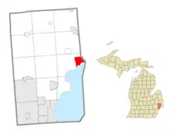 Location within Macomb County and the state of Michigan