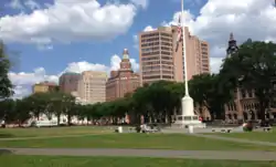 Office buildings visible from the New Haven Green