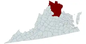 The counties of Virginia that form part of the Washington-Baltimore Combined Statistical Area.