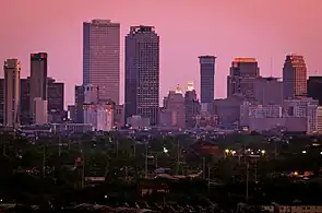 Skyline of New Orleans, the most populous municipality in Louisiana