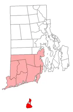 Location of New Shoreham in Washington County, Rhode Island