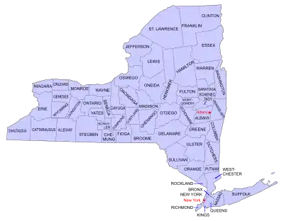 Map of the counties of New York State