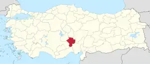 Location of the province within Turkey