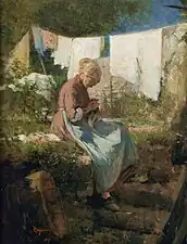 Old Woman Darning