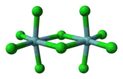 Ball-and-stick model of niobium pentachloride