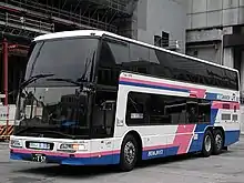 A Fuso Aero King is operated by Nishinihon JR Bus Co., in Japan.