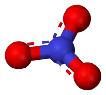 Ball-and-stick model of the nitrate anion