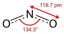 Skeletal formula of nitrogen dioxide with some measurementsEP