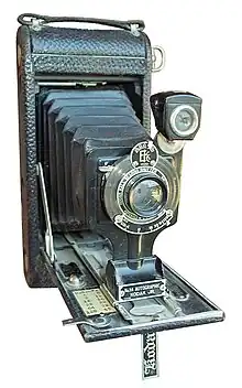 No.1-A Autographic Kodak Jr. camera, made 1914–1927, uses size 116 (or A116) film.