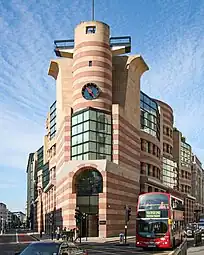 Stripes on facades - No 1 Poultry, London, by James Stirling (designed in 1988 but built in 1997)