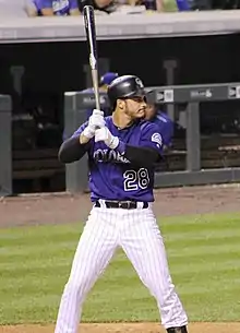 Nolan Arenado bats for the Colorado Rockies.