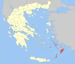 Location of Dodecanese in Greece