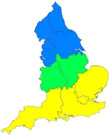 In this image, official definitions of Southern England are illustrated as yellow.